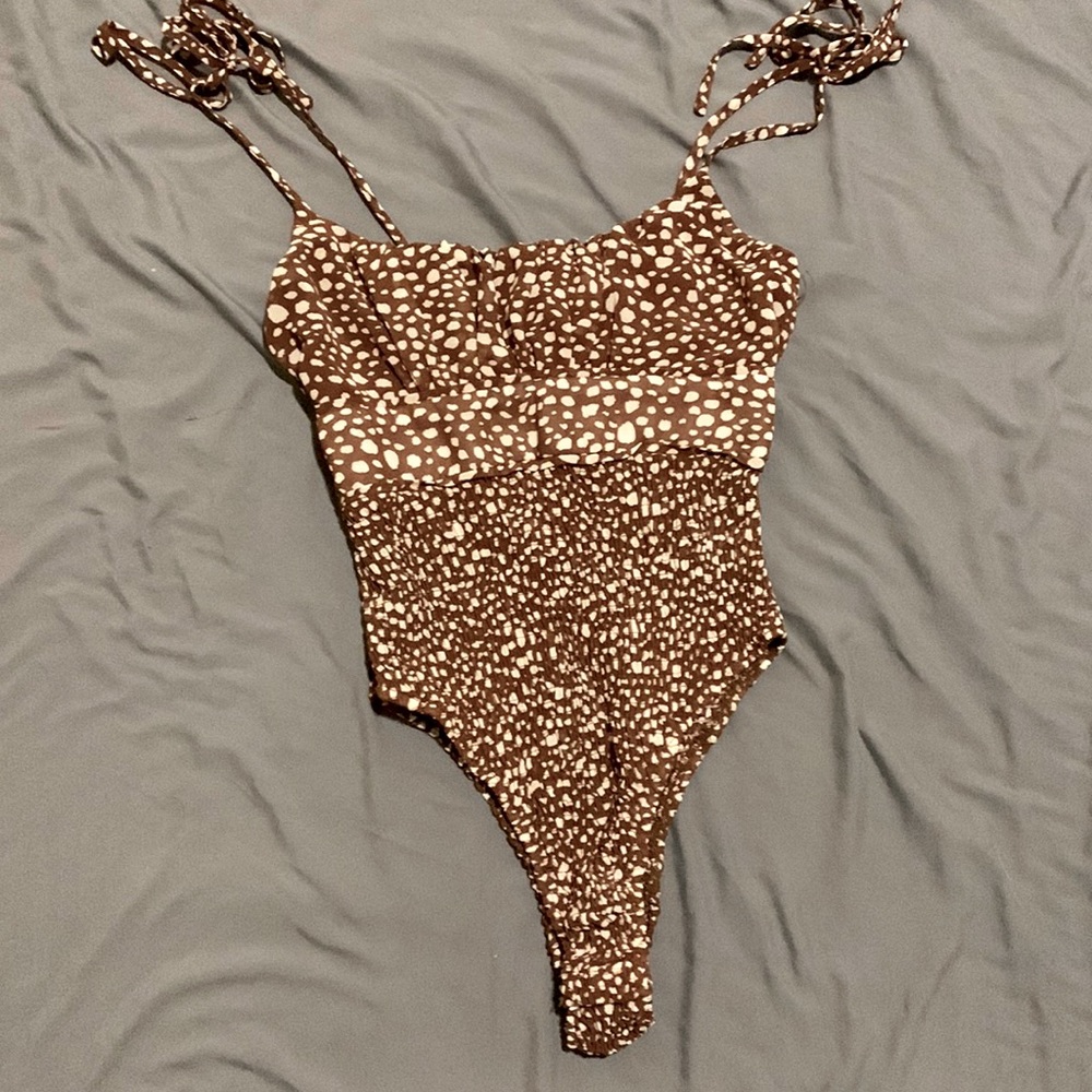 Tie Strap Thong Spotted Bodysuit - Size 4